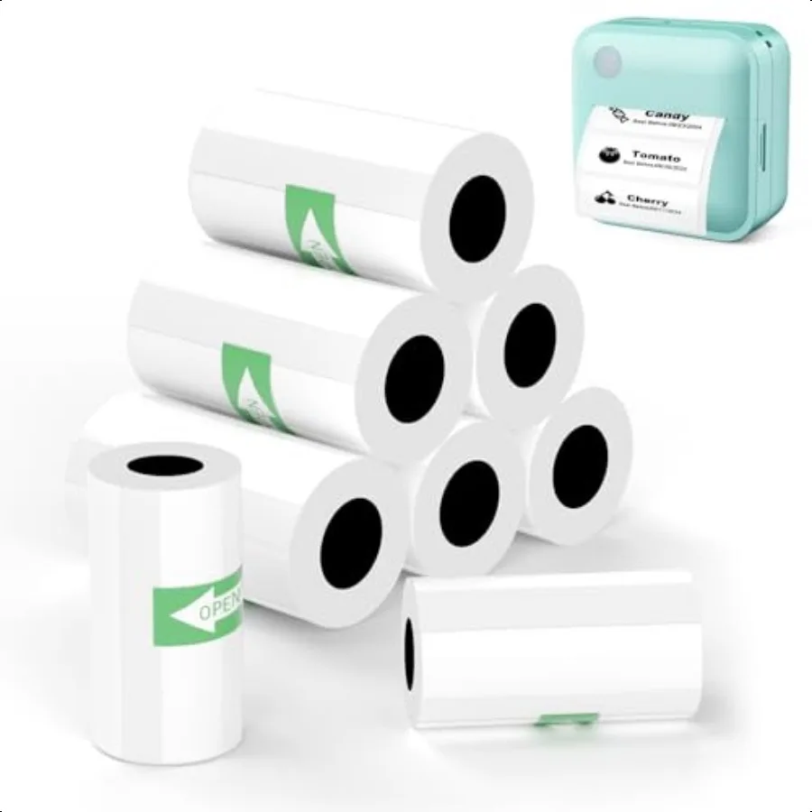 Mini impresora térmica de etiquetas, 50x15mm, 1,97x0,59, cinta autoadhesiva blanca para hacer etiquetas, Compatible con la mayoría de las impresoras de etiquetas VFU