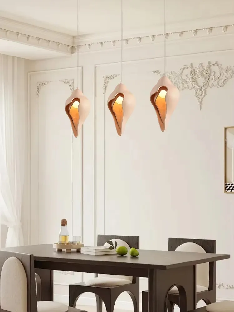 French Gypsum Restaurant Pendant Lamp Living Room Lamp Conch Lamp Wabi Sabi Style New Bedroom Bedside Lamp Staircase Lamp