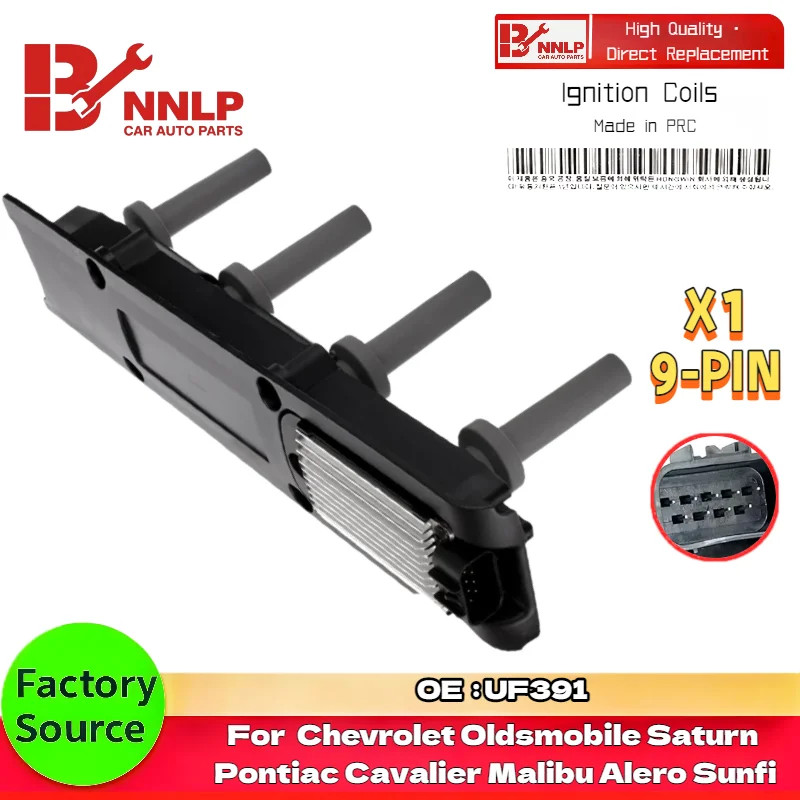 Bobina de encendido para motor GM 2.2L 2.4L UF391 compatible con Chevy Cavalier Malibu Oldsmobile Alero Pontiac Sunfire Saturn
