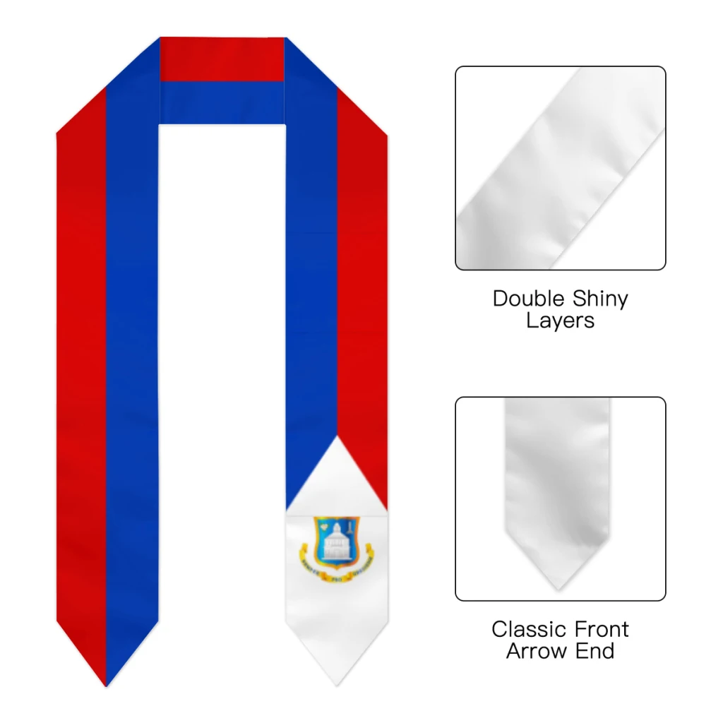 Syal bendera St. Maarten syal selendang syal bendera warna biru safir dengan bintang garis bujangan Aksesori gaun pita 180*14cm