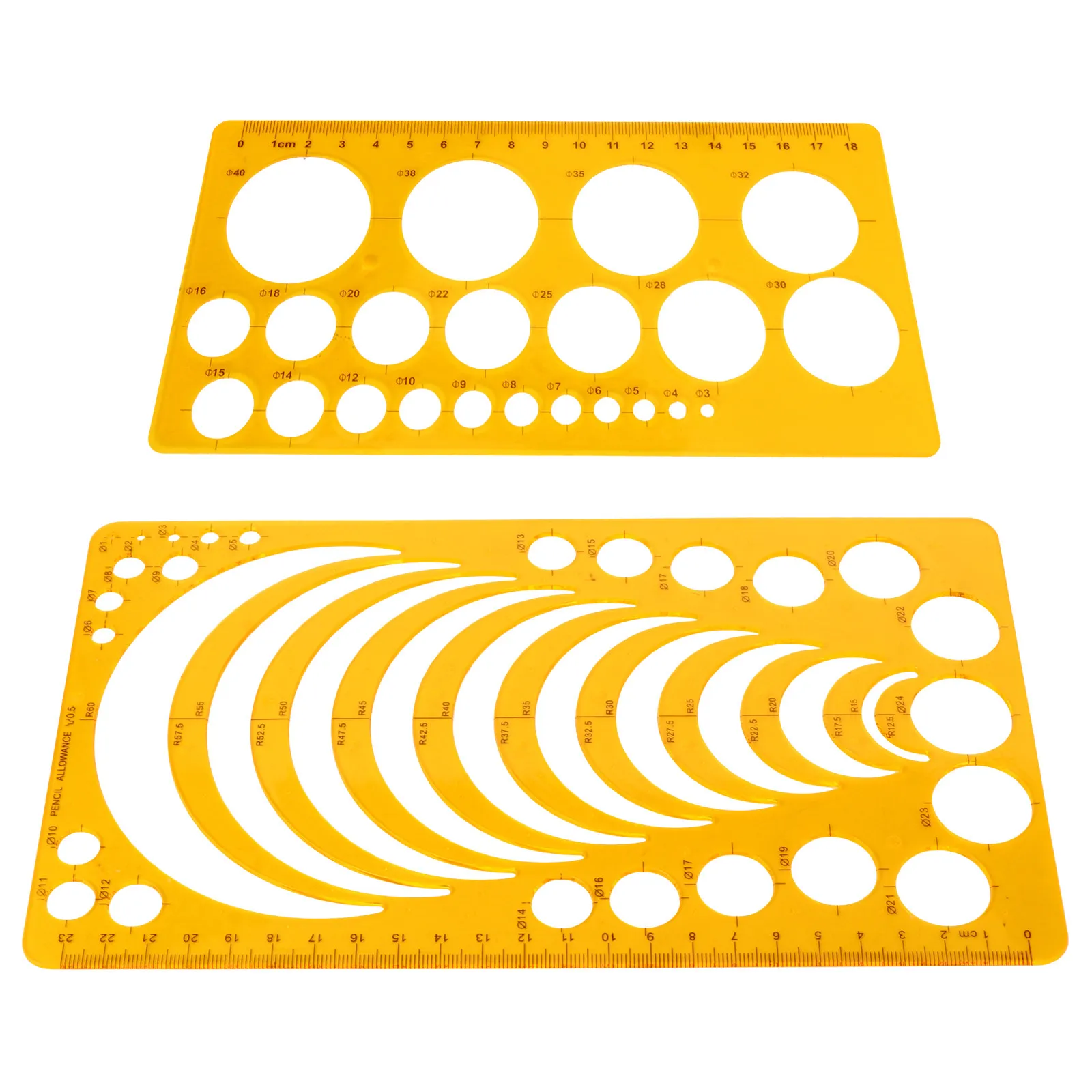2Pcs Measuring Geometric Rulers Plastic Drawing Template Kit for Creative Design Technical Drafting Architecture Education