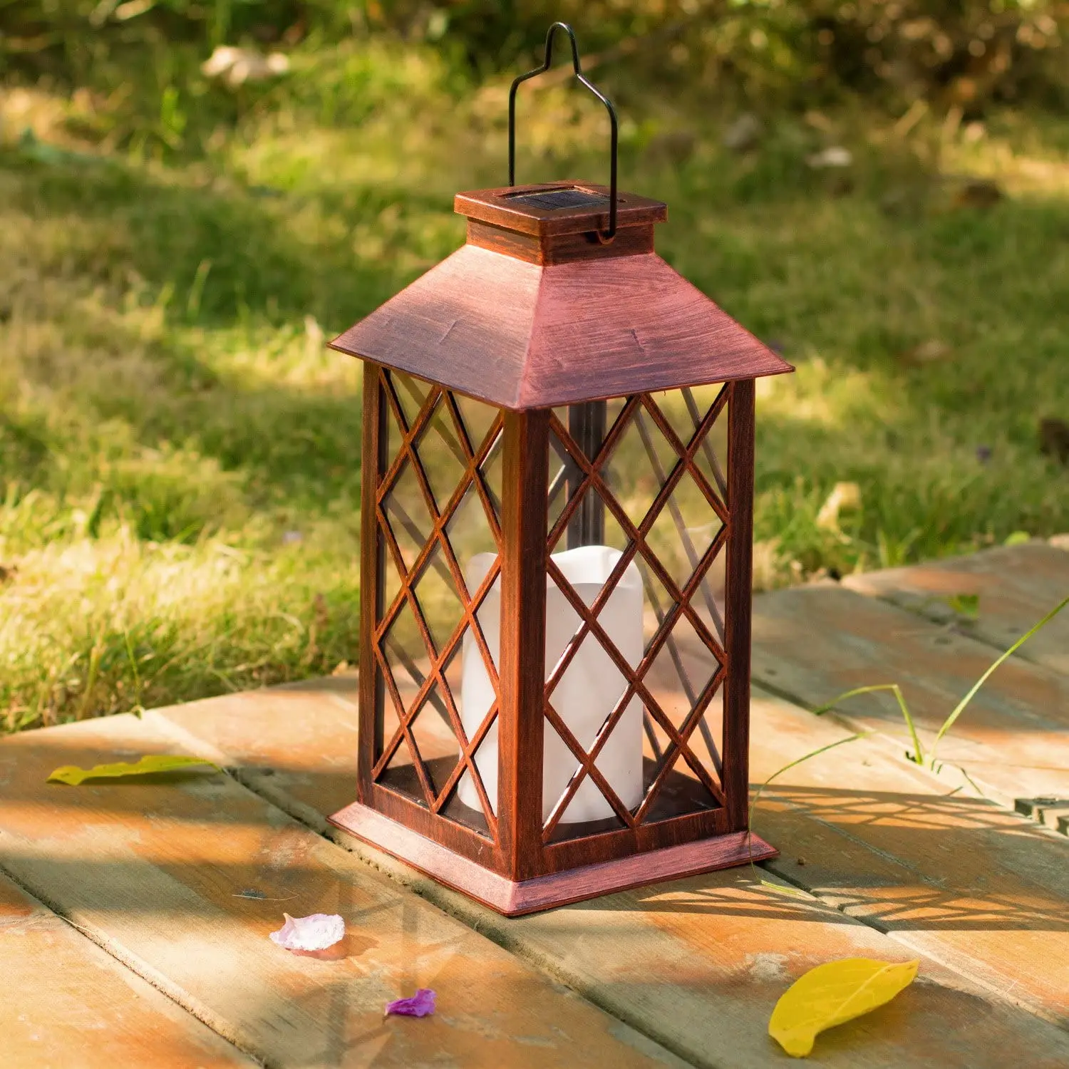 Solar Lantern,Outdoor Garden Hanging Lantern LED Flickering Flameless Candle Lights for Table,Outdoor, Decorative