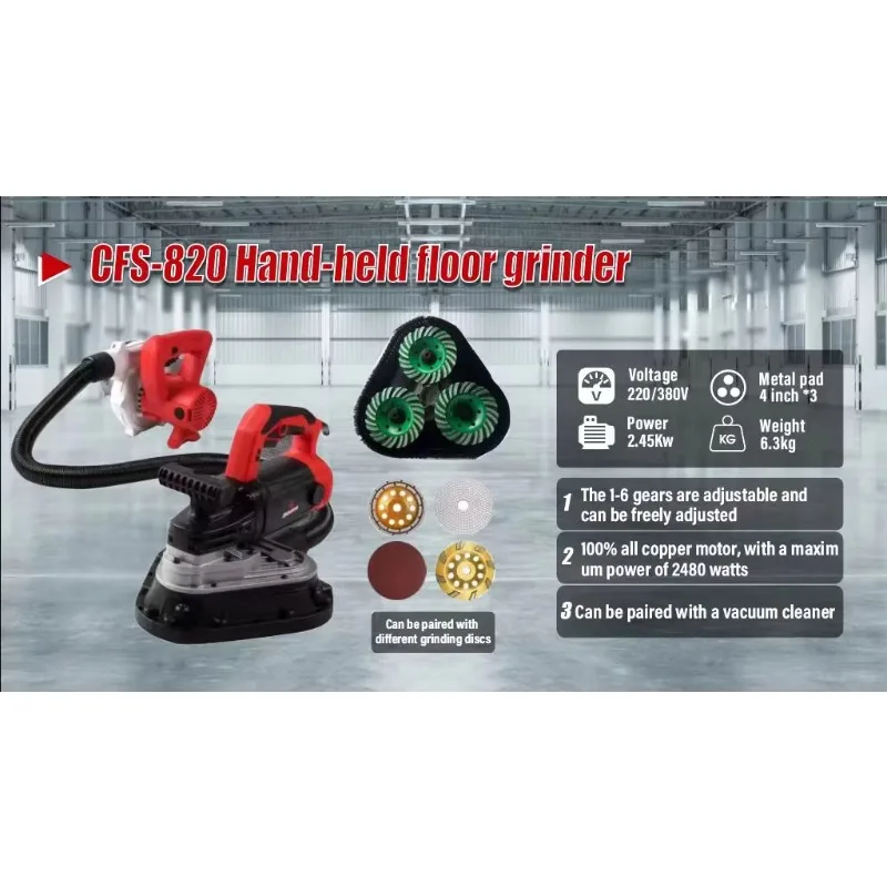 3head Hand Held Floor Grinder Concrete Floor Polisher Flooring Grinding Polisher Machine With Vacuum Cleaner