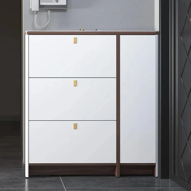 LMM1 ultra-thin shoe cabinet 17cm solid wood tipping bucket at the door of the home, light luxury and large-capacity home entry