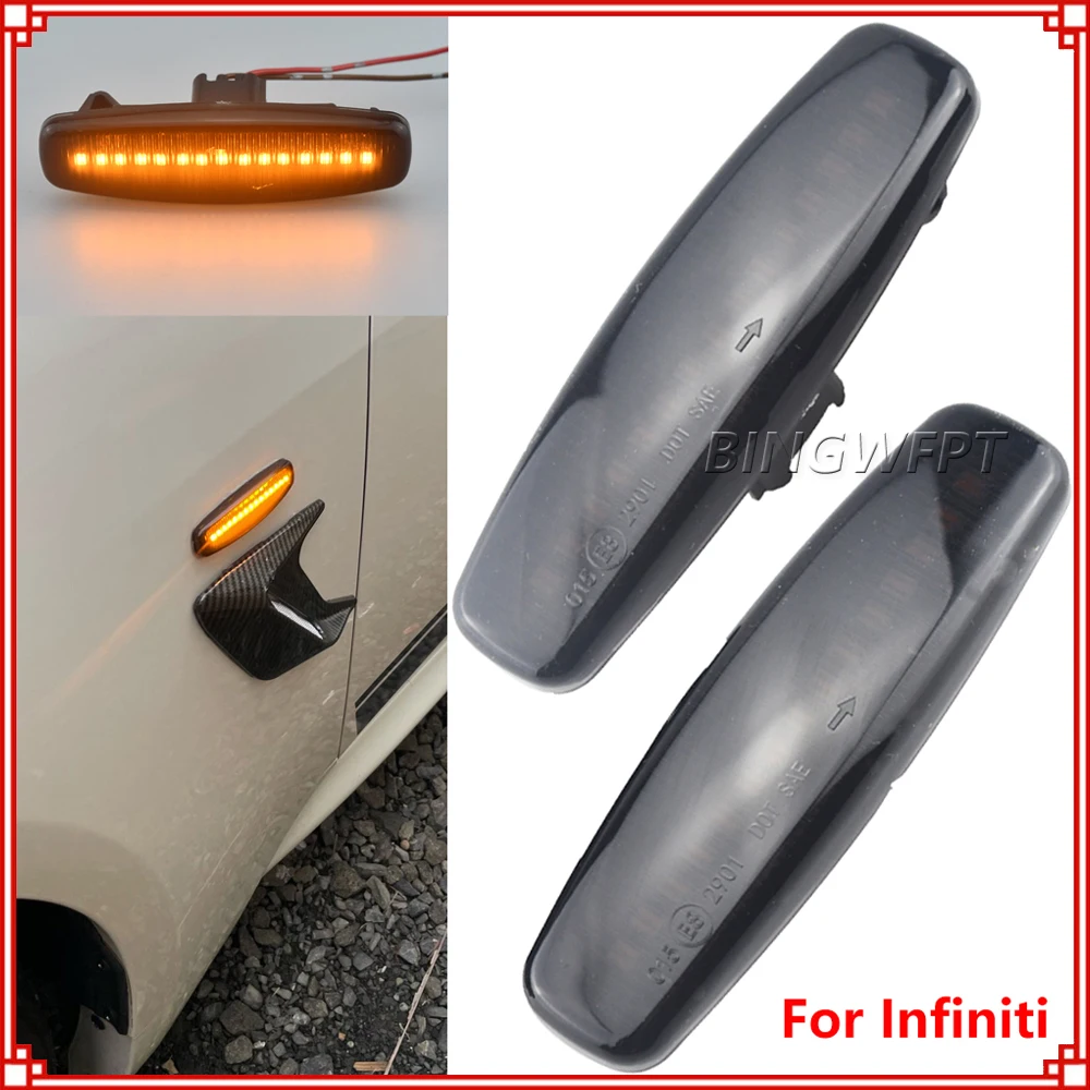 

2 шт. автомобильный светодиодный динамический боковой указатель поворота для Infiniti EX25 EX35 EX37 FX30d FX35 FX37 FX50 G25 G35 G37 JX35 M25 M35 M37