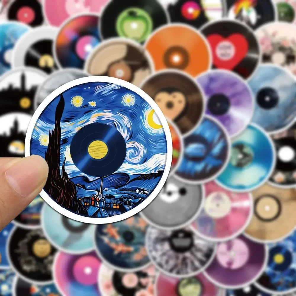 10/30/50PCS Cartoon Record CD Vinyl Stickers Music Toys Decoration Decals DIY Guitar Phone Notebook Kids Toys Sticker Packs Gift