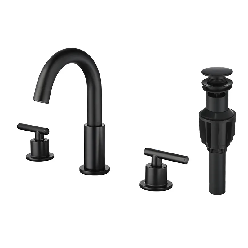 

Lead-free gold black three-hole split type cold-hot basin bathroom faucet for hotel and home use