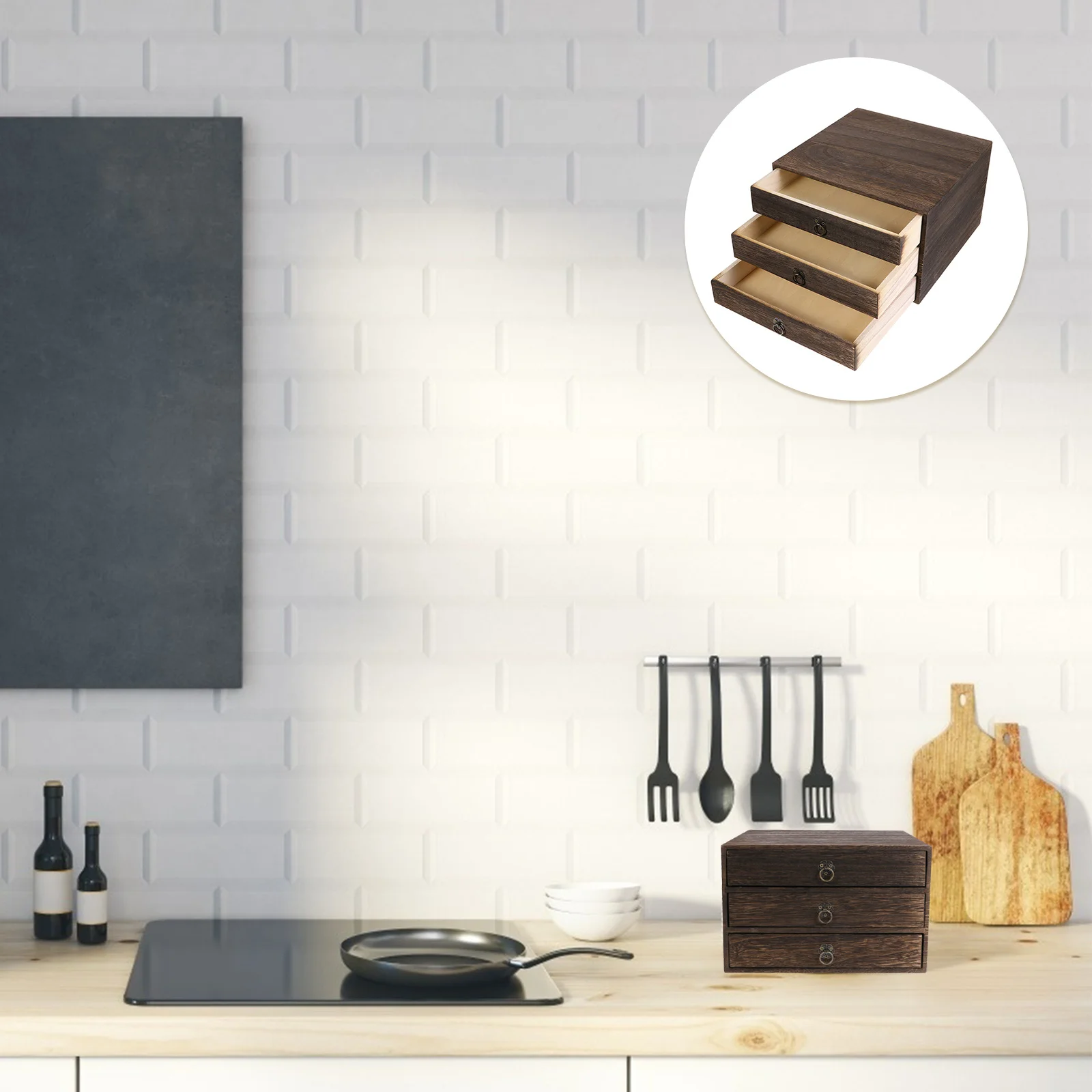 

1Pcs Solid Wood Desktop Storage Box Retro Drawer Type Organizer for Desk Sundries Desktop Storage Wooden Table Drawer