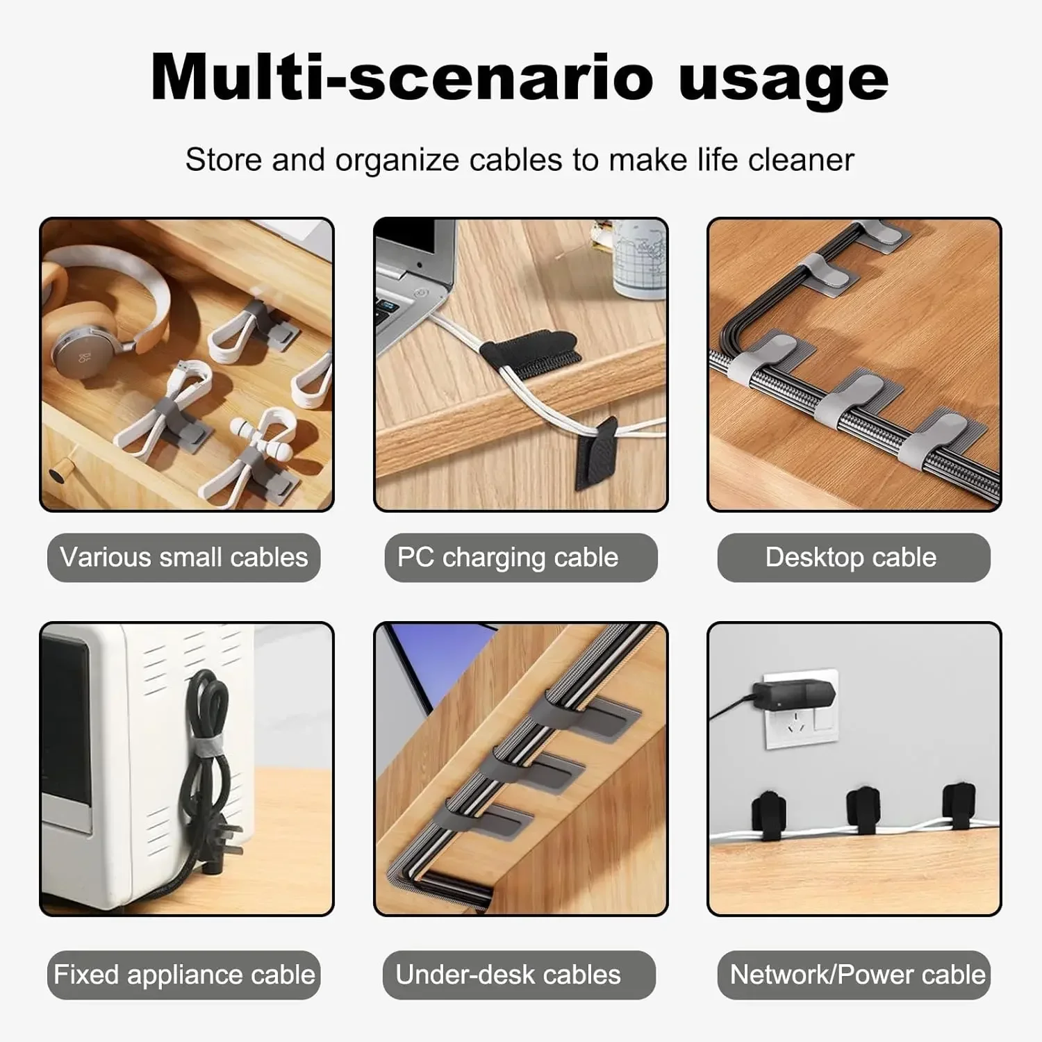 Reusable Cable Ties Fastening Wire Organizer Cord Rope Holder Self Adhesive Adjustable Cord Organizer Straps
