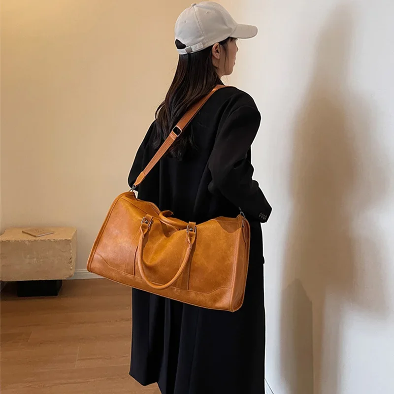 2024 Large Capacity Travel Bag Pu Leather Golf Boston Bag Shoulder Handbag Leisure Sports Fitness Suitcase Weekender Duffle Bag