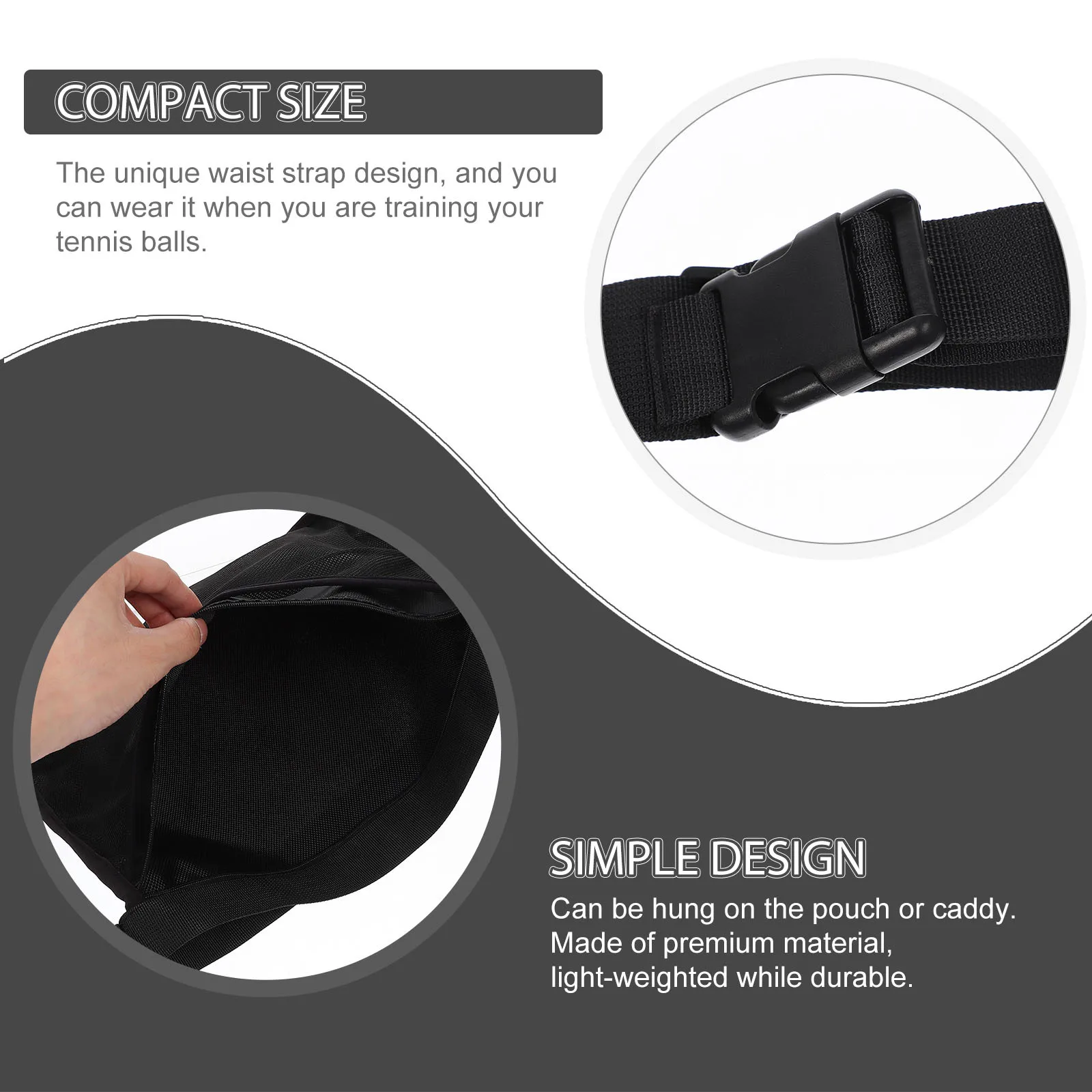 

Tennis Ball Mesh Bag Lightweight Durable Storage Waist Strap for Golf Baseball Table Tennis Badminton Balls Ball Waist Pack