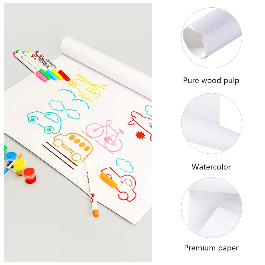 

3 Rolls Graffiti Special Paper for Kids Drawing Sketch White Art Supplies Pure Wood Pulp Eco Friendly Compatible Watercolor