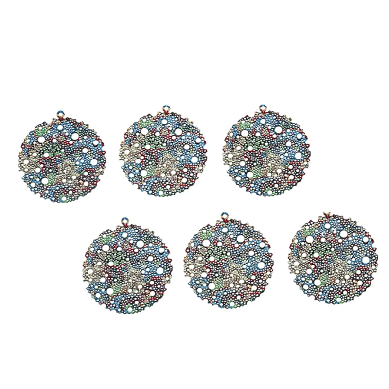 20Pcs/Lot New Retro Colorful Computer Chips Hollow Round Flower Charms Connectors DIY for Earrings Jewelry Findings Accessories