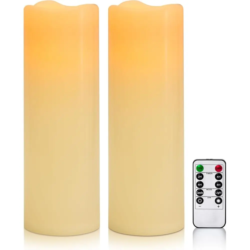 

4 x 12 Ivory Large Waterproof Outdoor LED Pillar Candles with Remote and Timer, Set of 2