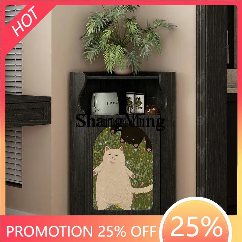 

SM Cream Wind Solid Wood Triangle Cabinet Household Living Room Bedroom Corner Triangle Shelf Corner Cabinet