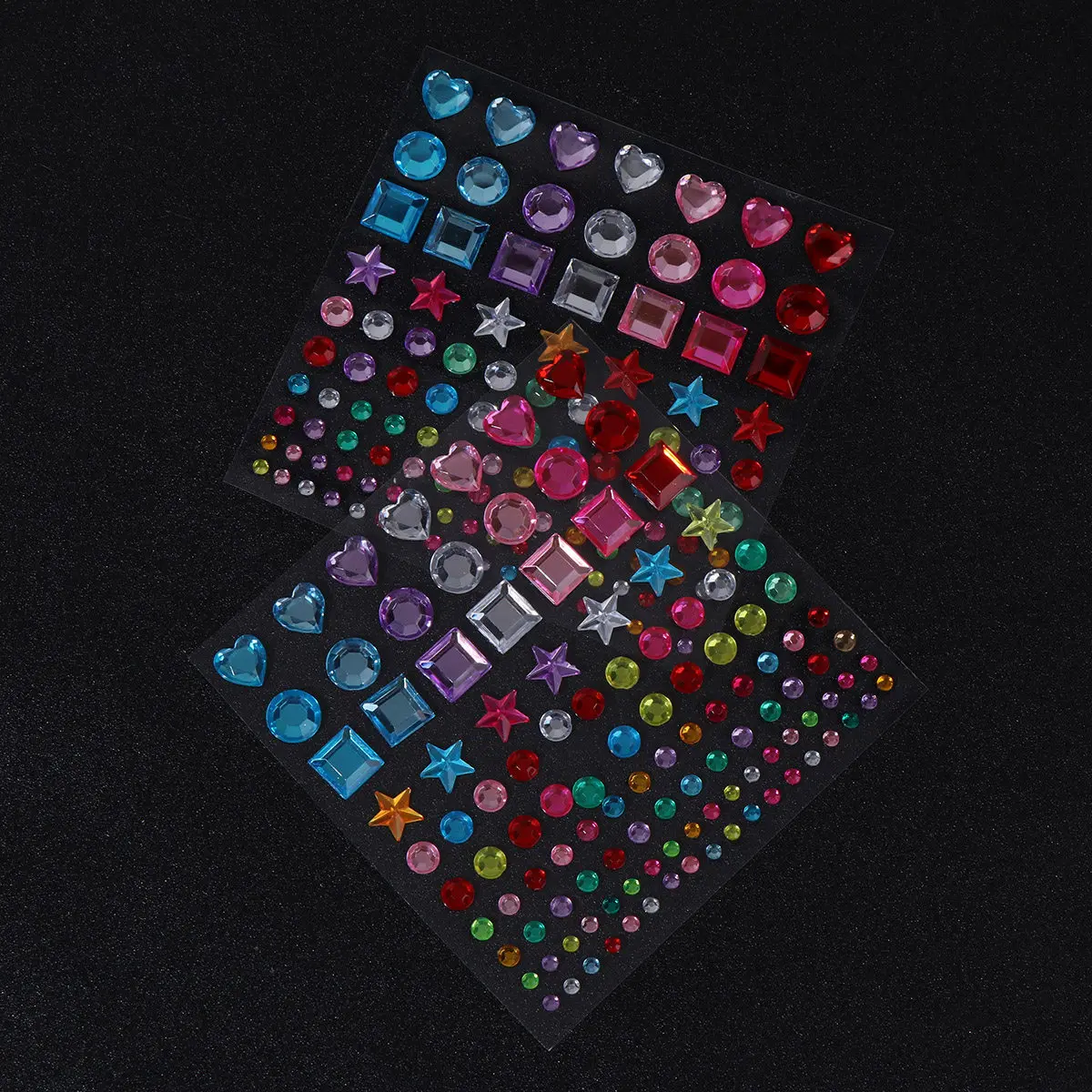 6Sheets Acrylic Rhinestone Stickers DIY Assorted Gems Shapes Colorful Self-Adhesive Crystal Bling for Crafts Scrapbooks Handmade