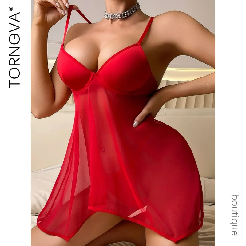 

Tornova Erotic Bodysuit with Panty 2PCS See-through Hollow Out Women Slim Backless Sexy Intimate Premium Seductive Bodysuit Set
