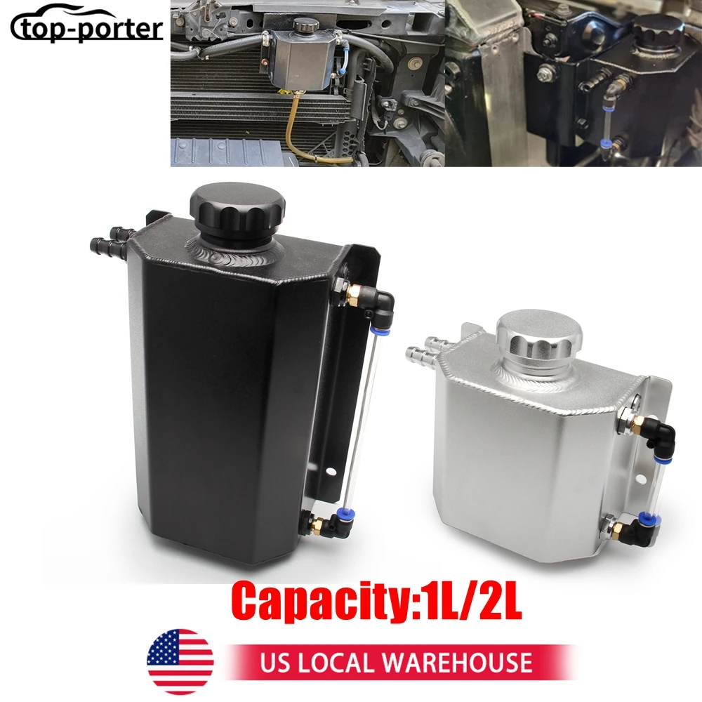 

Универсальный масляный бак 1л/2л, резервуар для охлаждающей жидкости двигателя, радиатор перелива масла, топливный бак со сливной пробкой, сапун из алюминия