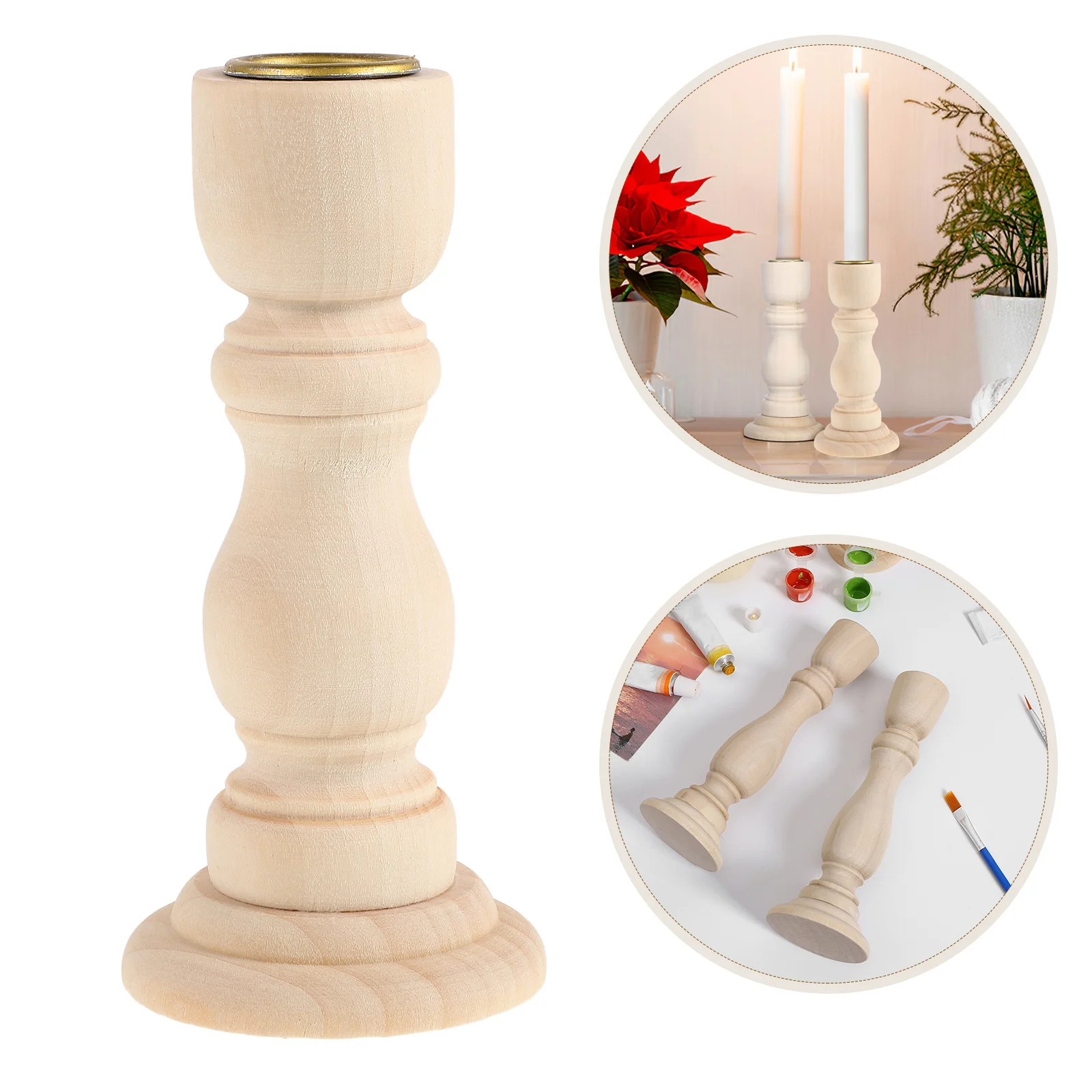 

1 Pair Wooden Roman Column Holders Vintage Tapered Candlestick For Table Centerpieces Decor Rustic Farmhouse Wedding