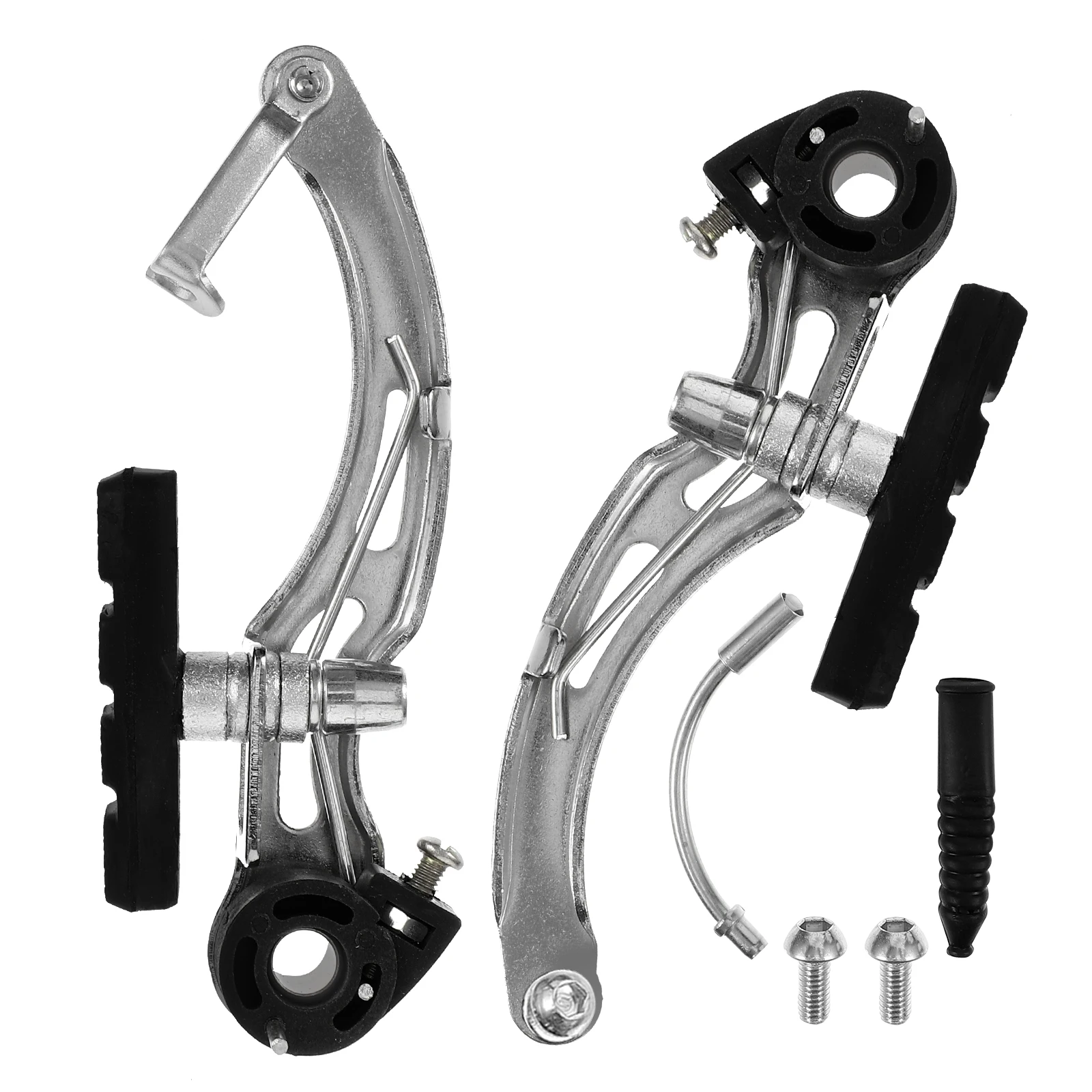 

1 Pair Aluminum Alloy Bike Calipers Durable Replacement Cycling Brake Pads Strong Braking Power Silent Operation Long Curved
