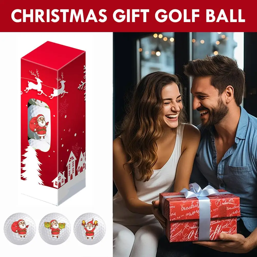 

3pc Golf Gift Christmas Gift Set Various Emoticon Patterns Two-Layer Three-Layer Golf Printed Golf Ball Santa Claus-Printed Golf
