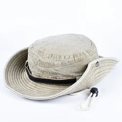 Panama Bucket Hat Men Women Summer Outdoor Camping Sun Protection Visor Beach Boonie Hat With leather Belt Fisherman Fishing Cap
