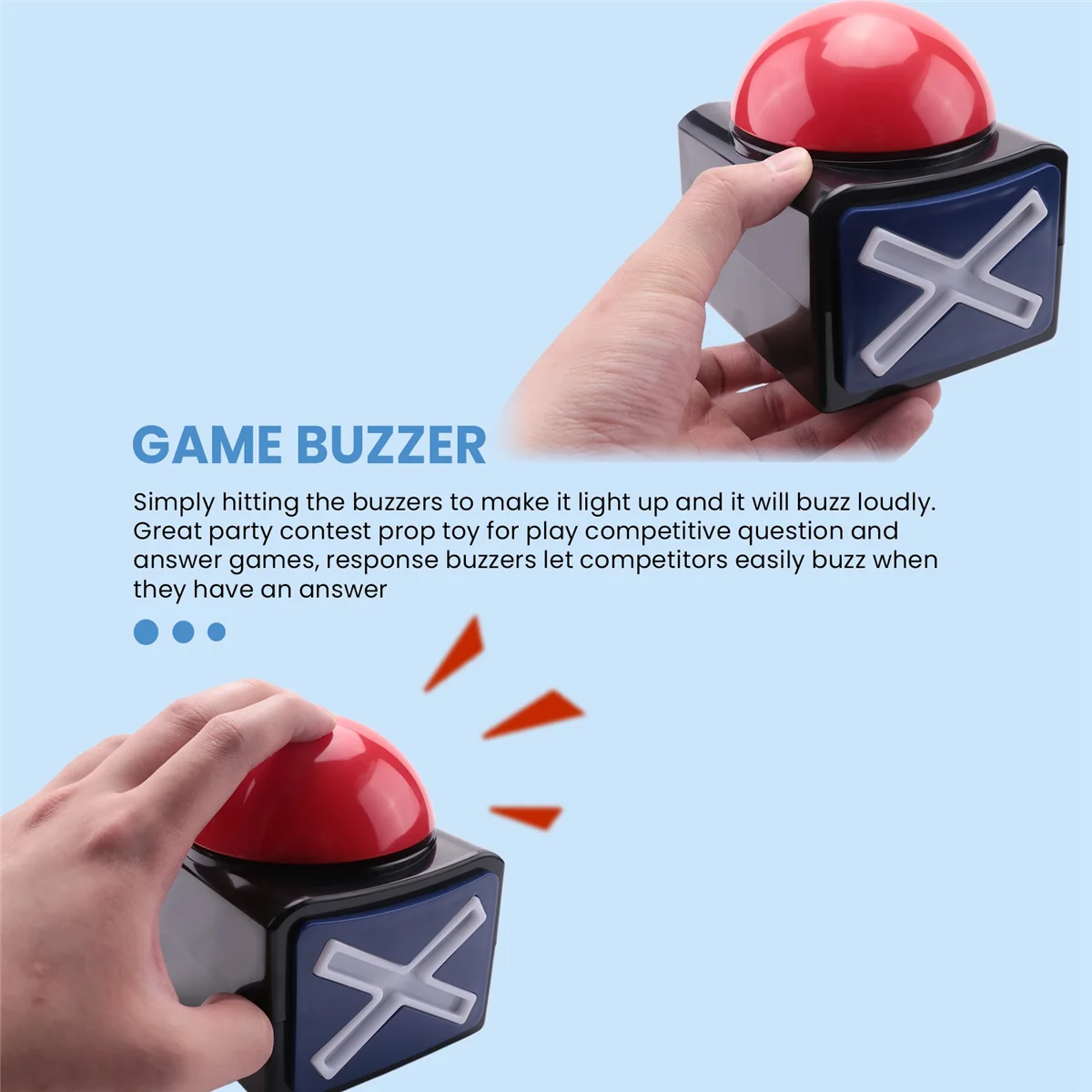 Jogo Resposta Buzzer com Luz, Buzzer Jogo, Som do Alarme, Botão Play com Luz, Trivia, Got Talent, Brinquedos Jogo, 2pcs