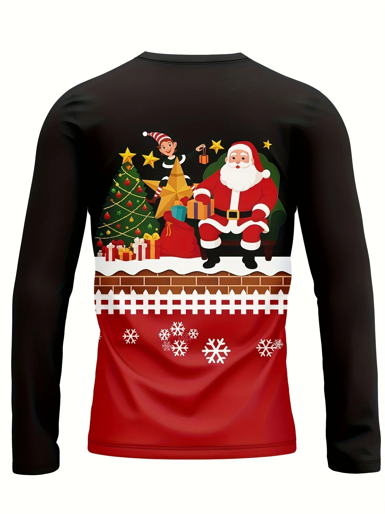 2026 الرجال الخريف والشتاء ثلاثية الأبعاد عيد الميلاد مطبوعة الجولة الرقبة طويلة الأكمام تي شيرت للدفء اليومي غير رسمي وارتفاع يومي #3