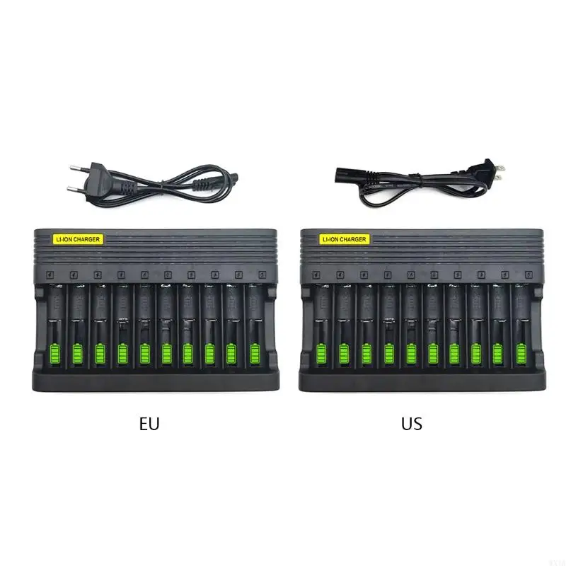 10-Slot Multi-function Li-ion Battery EU/US Plug18650 Battery Charger for Smart Li-ion Charging 14500 16350 18500 Li-ion Battery