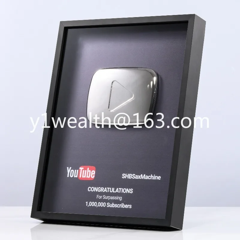 

Custom Metal Plaque Medal for YouTube & Bilibili Play Button Logo Award Gold Custom logo Metal Crafts