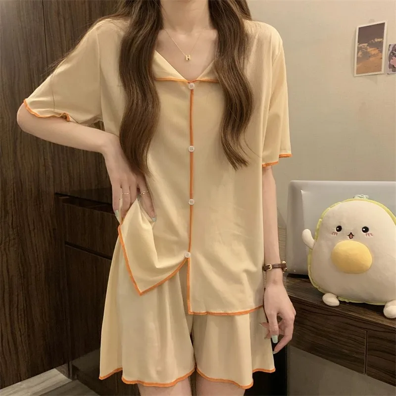 Летняя мода, корейская версия тонкого искусственного кардигана с пуговицами на лацканах, простая домашняя одежда из ледяного шелка, мягкая удобная одежда