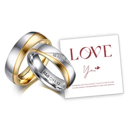 Personalized Name Promised Wedding Rings for Lover Couple Men Women Stainless Steel Engagement Party Gifts