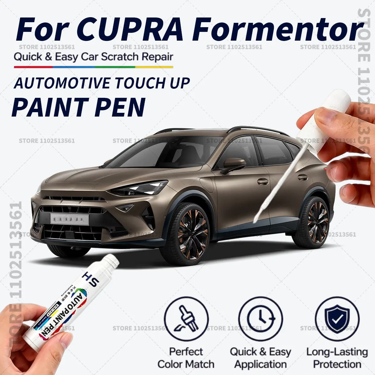 For CUPRA Formentor White  Black Quick Dry Car Touch Up Paint Pen Auto Scratch Repair Brush for Paint Chips Scratches and Scuffs