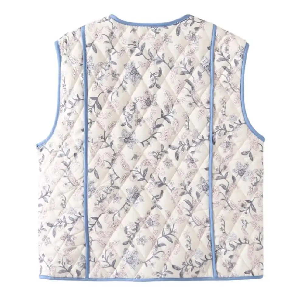 Women Single Breasted Floral Print Vest Casual V-Neck Sleeveless Vests Flower Printing Multicolor Vests for Lady Home Streetwear