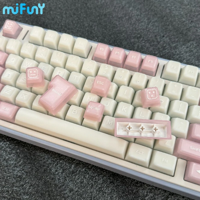 Imagem -02 - Conjunto de Teclas para Teclado Mecânico Moldagem de Tiro Duplo Keycap Rosa Perfil Artesão Personalizado Presente 142 Chaves