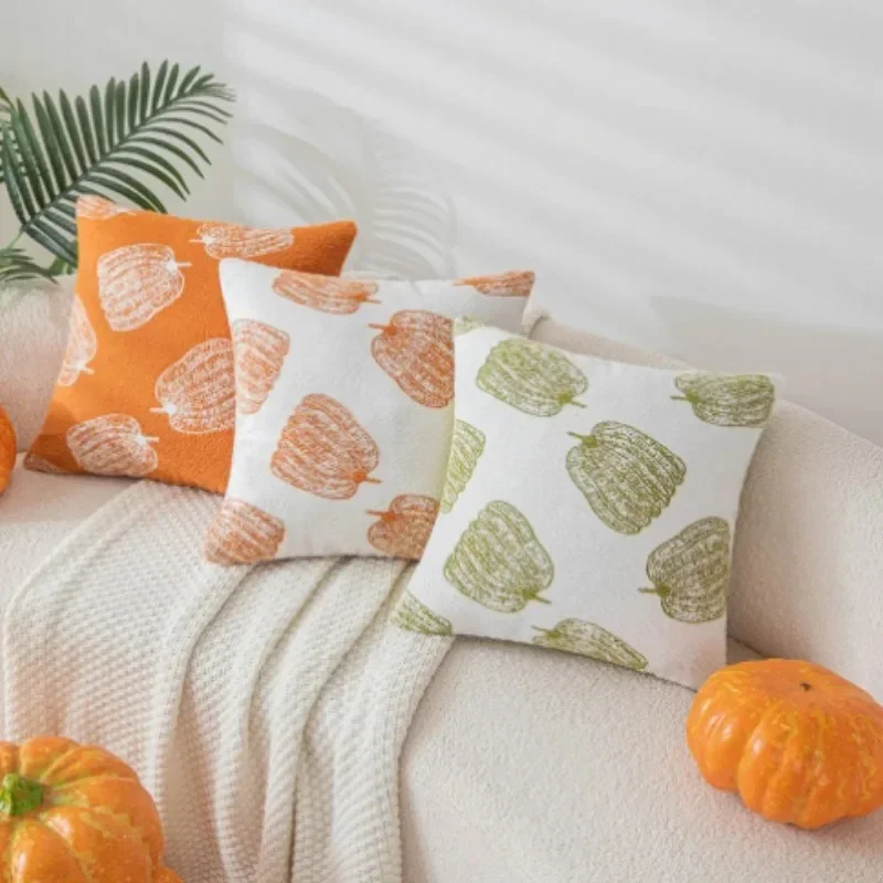 

45x45cm Chenille Pumpkin Pillowcase Modern Style Home Decor Window Sofa Bedroom Waist Cushion Cover Living Room Halloween Gift