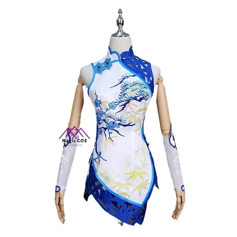 Naraka: Bladepoint Yoto Hime The Demon Sword Cosplay Costume Qipao Porcelain Hue Full Set Wig Halloween Party Outfit New Arrival