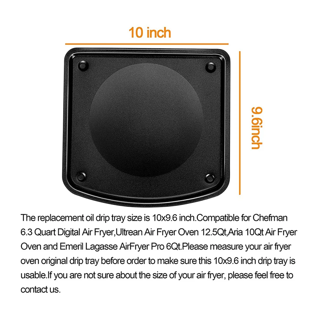 Replacement Drip Tray for 6Qt Chefman,Aria and Ultrean Air Fryer Oven,Air Fryer Replacement Parts,Nonstick Drip Pan