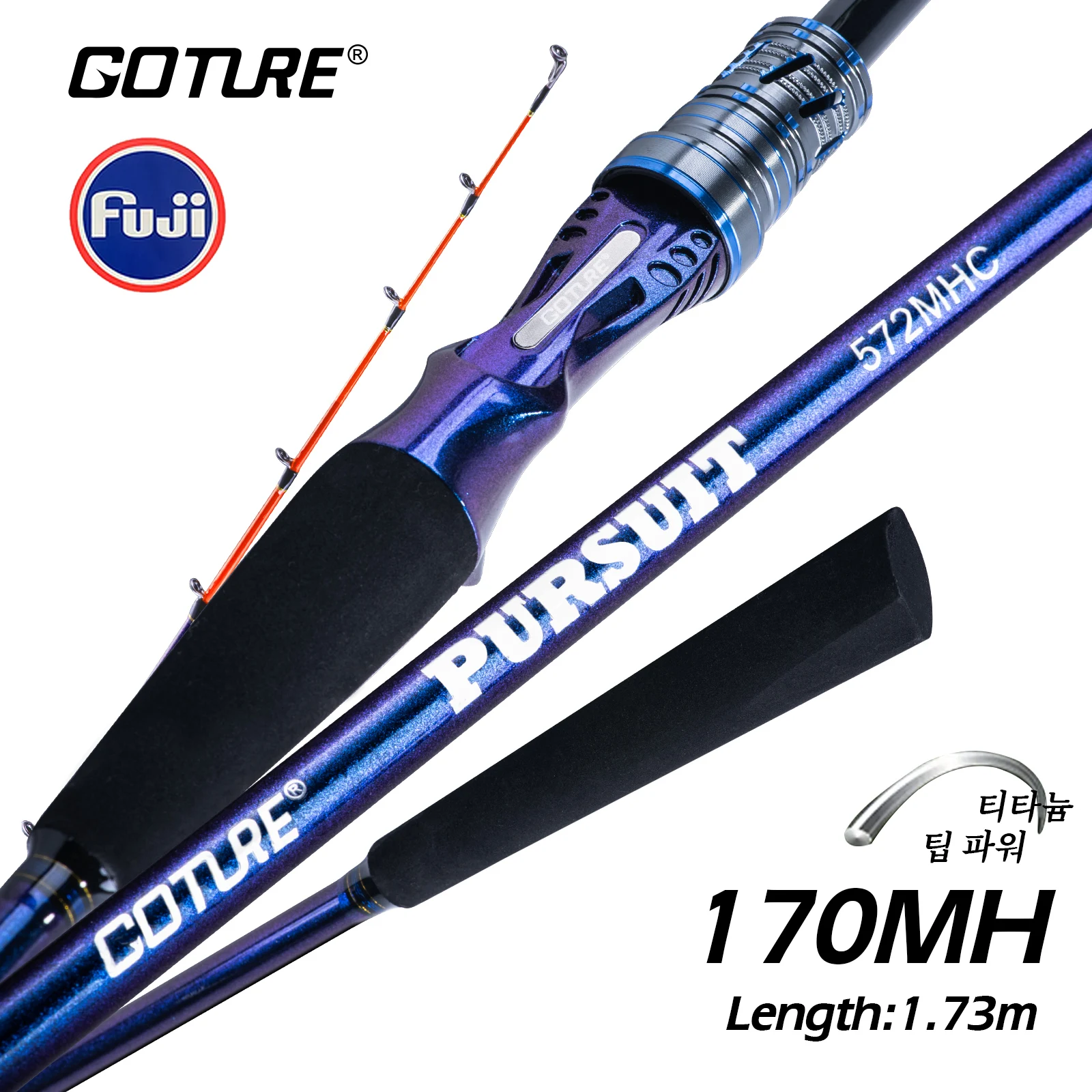 Goture PURSUIT Titanium Tip Squid Rod 1.7M 2.58M Full Fuji Guide Ring 40T Carbon Fiber Casting Jigging Fishing Rod MH/M/ML Power