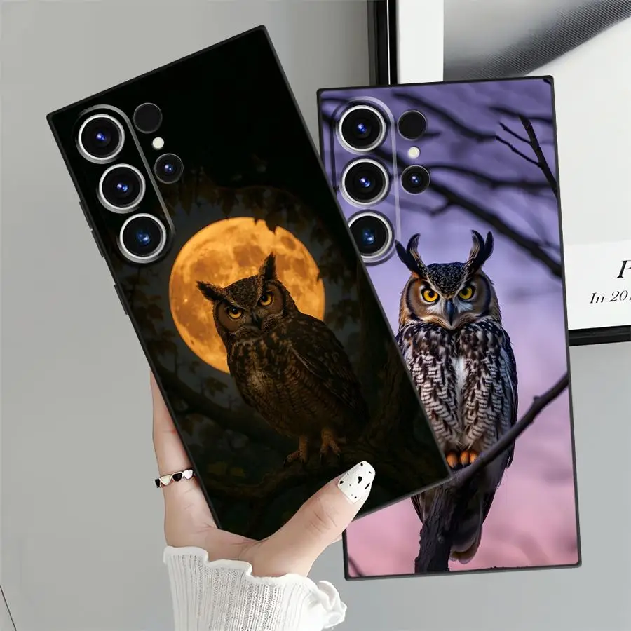 Funda Phone Cover Case for Samsung Galaxy S26 Ultra S20 Ultra Note 20 8 9 10 S23 S24 S21 FE S10 S9 S25 Plus Simple Owl view 6
