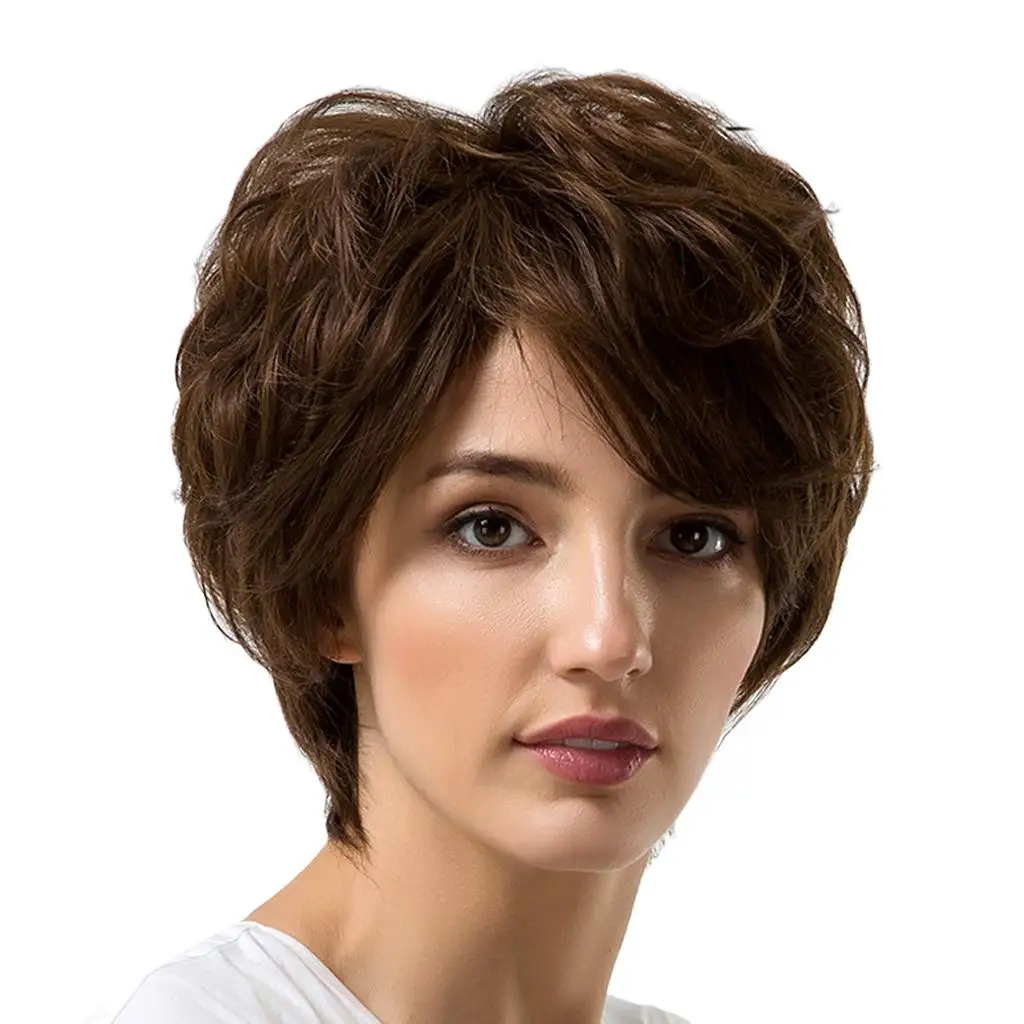 Perruques de vrais cheveux humains pour dames, perruque complète, brun naturel