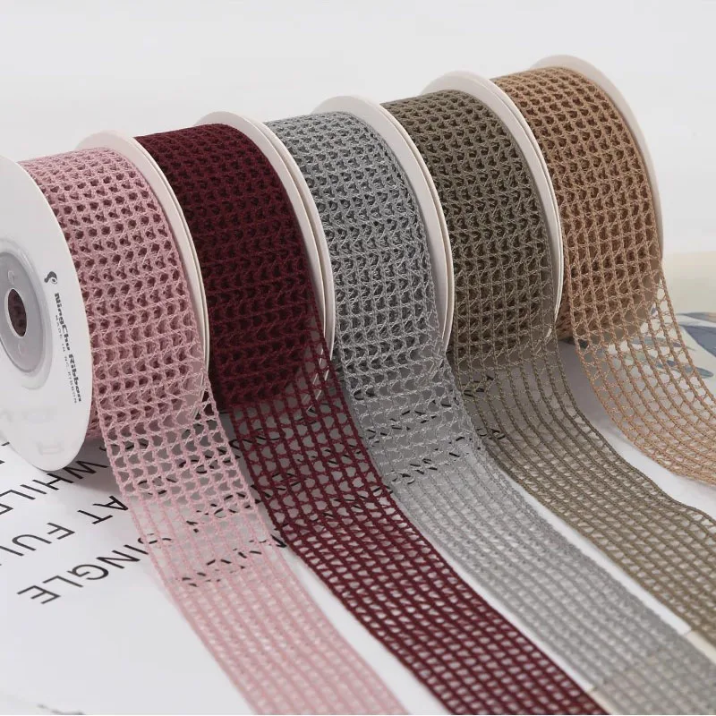 

5 ярдов сетка полоска цветная полоска лента букет упаковка DIY аксессуары для волос ручной работы бант материал рубин атлас