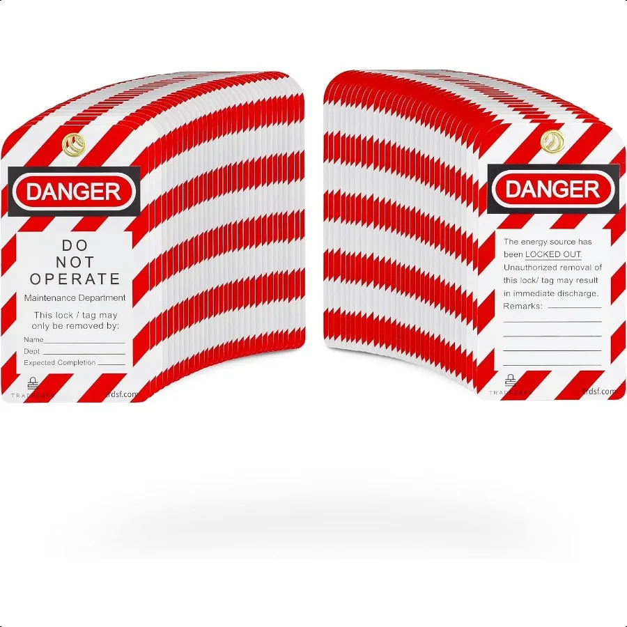

Теги Lockout Tagout 60 Danger Не работает бирки с 60 застежками-молнией Премиум 32-миллиметровые виниловые бирки OSHA Compliant Loto для Lock Out T