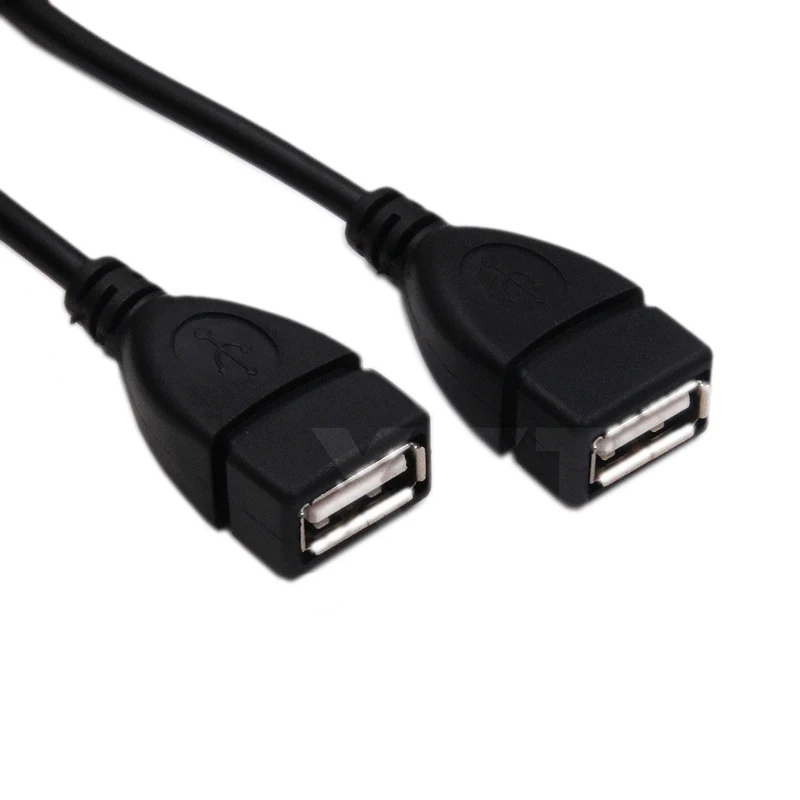 2 منفذ USB2.0 Hub USB 2.0 ذكر إلى 2 المزدوج USB أنثى جاك الفاصل محور الطاقة سلك مهايئ لكابل هاتف الكمبيوتر المحمول