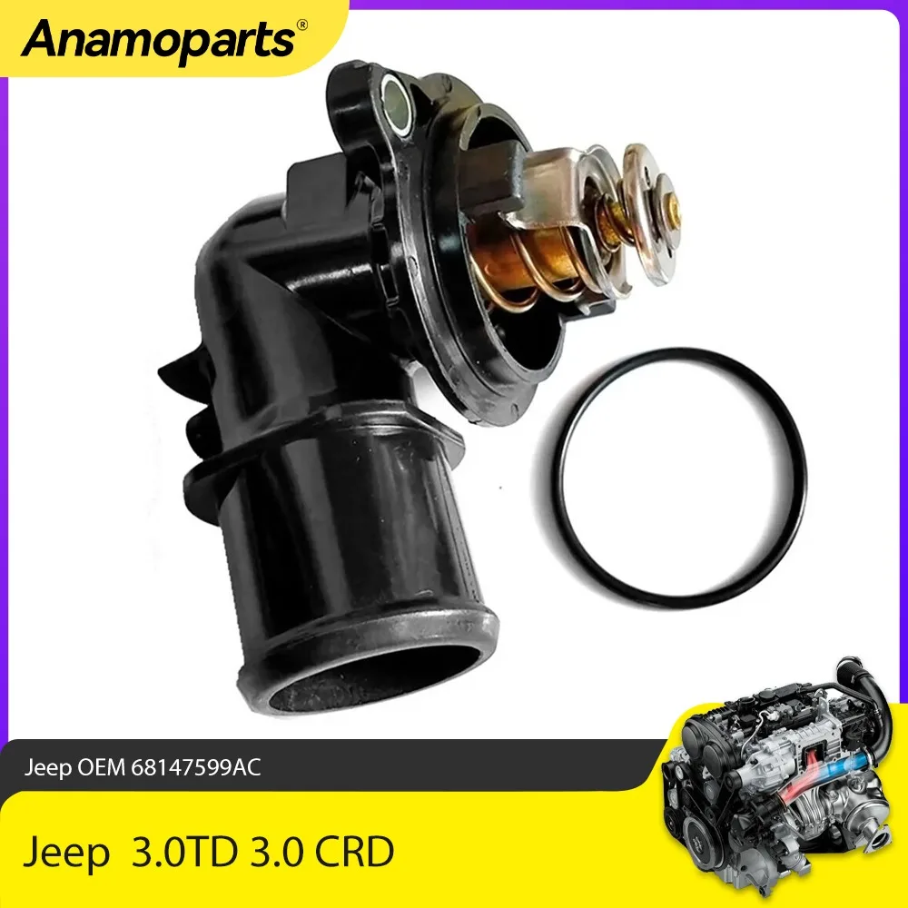 Engine Thermostat Fit 3.0 L T V6 DIESEL DOHC Turbocharged For Jeep Grand Cherokee WK 3.0TD 3.0 CRD 2011-2016 OEM 68147599AC