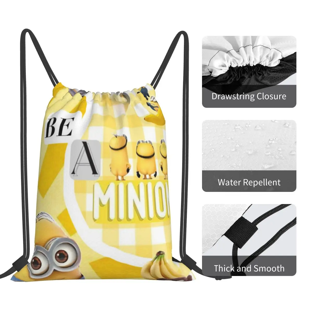 Minions Sports Drawstring Backpack Sport Fitness Travel Outdoor Sackpack Women And Men Large Capacity Gym Swim Beach Bags