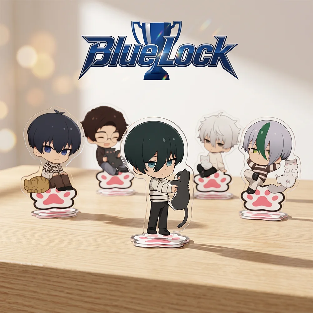 Blue Lock Cat Style 10CM Double Sided Acrylic Stand keychain 2026 New Anime Stand Itoshi Rin Isagi Yoichi Desk Decor Fans Gift