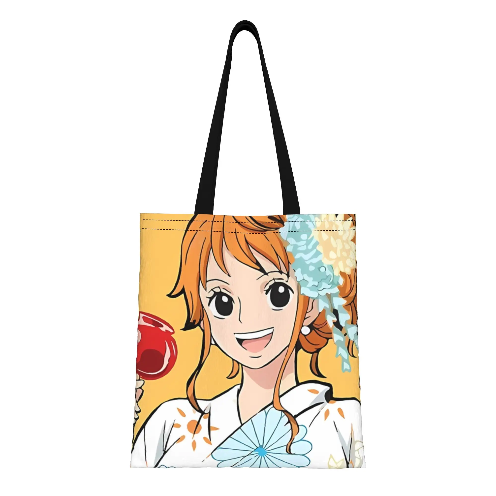 

Back to school season Nami Anime One Piece Canvas Tote Bag Perfect for Shopping Women's Top-Handle Bags