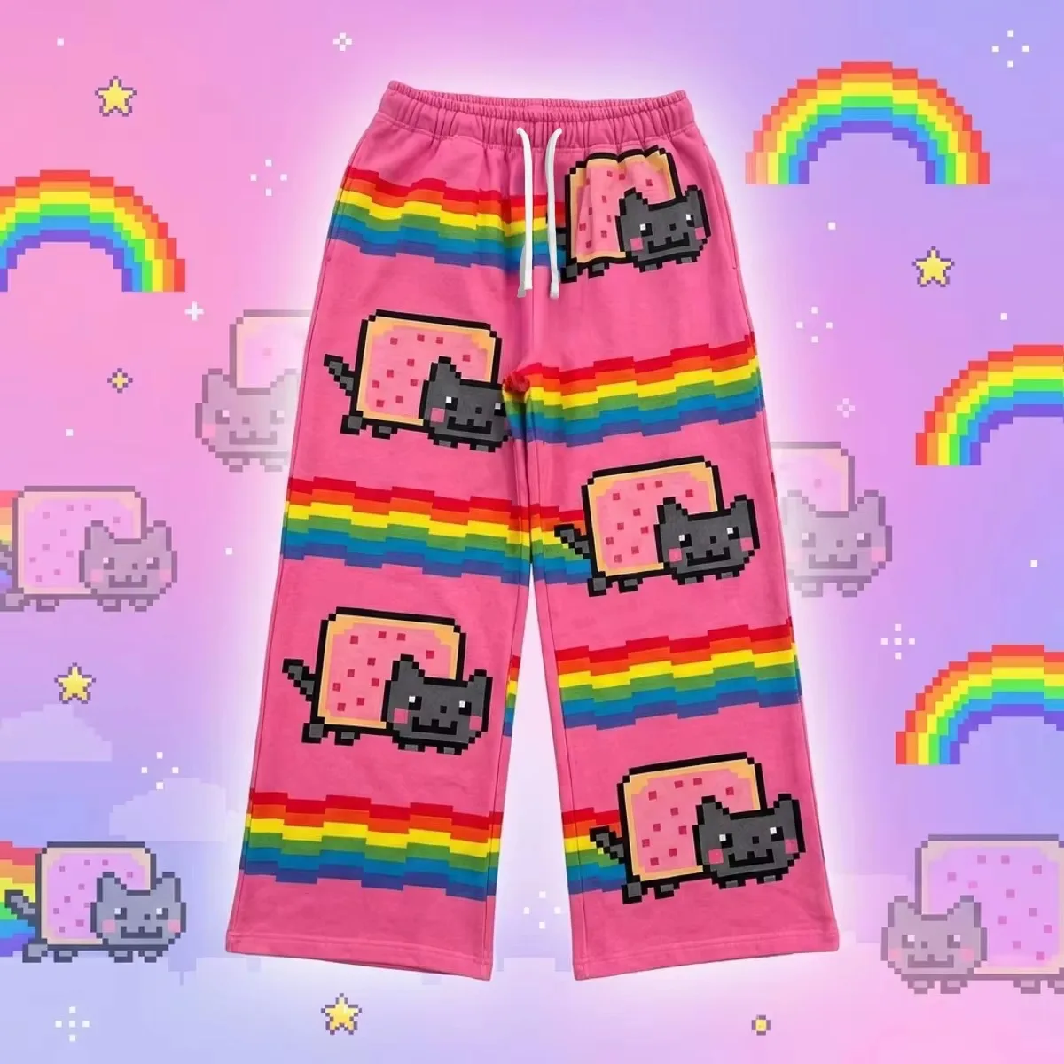 2026 Lässige, lockere Hosen für Damen – Sommerliche High-Waist-Yoga-Hosen, atmungsaktive, fließende, gerade geschnittene, weite Sweatpants für Kinder – Detail 5