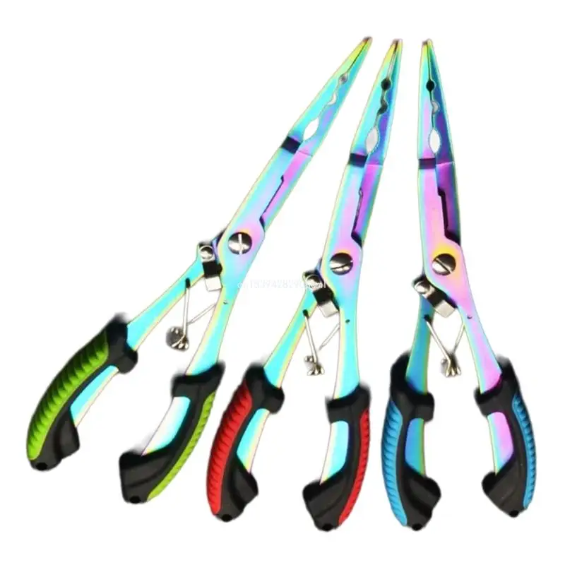 Fishing Plier Colorful Steel Long Nose Hook Remover with Sheaths and Lanyards for Tool & Line Cutter Salt/Freshwater